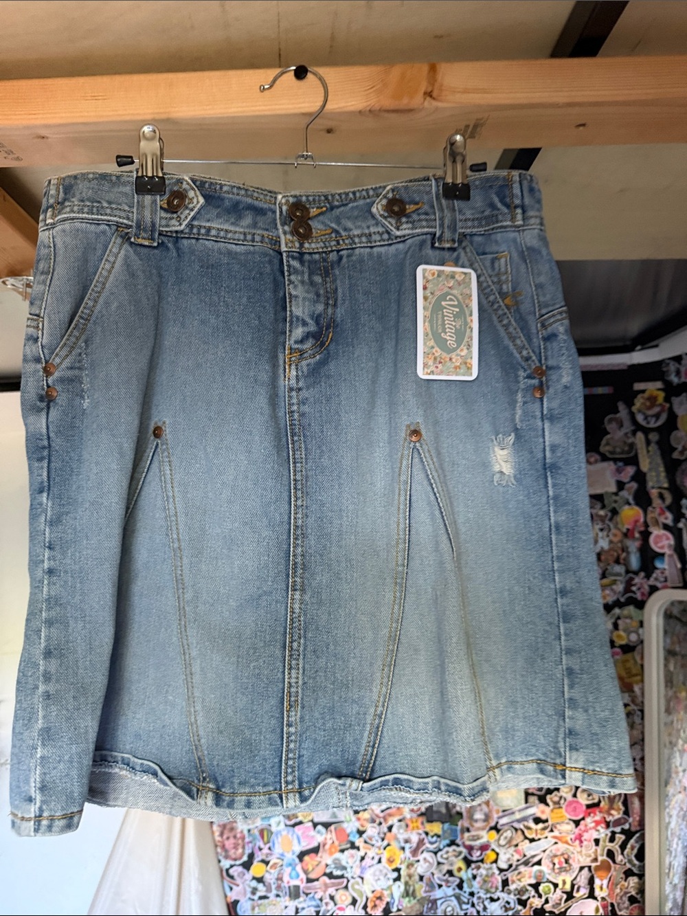 O'Neill Light Blue A-Line Denim Skirt